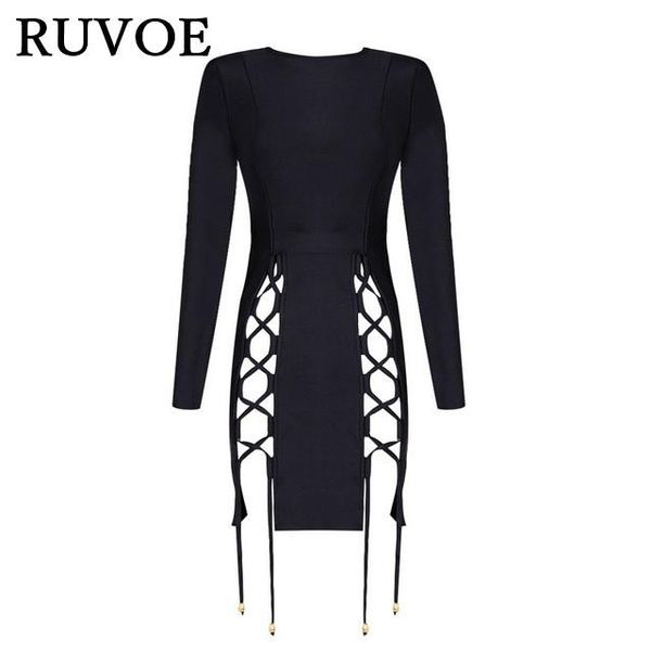 casual dresses in stock wholesale club arrival black lace up runway bodycon dress bandage vestidos yq-311, Black;gray